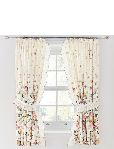 English Flowers Lined Curtains