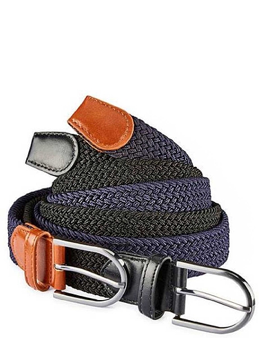 2 Pack of Stretch Elastic Jean Belts - Assorted