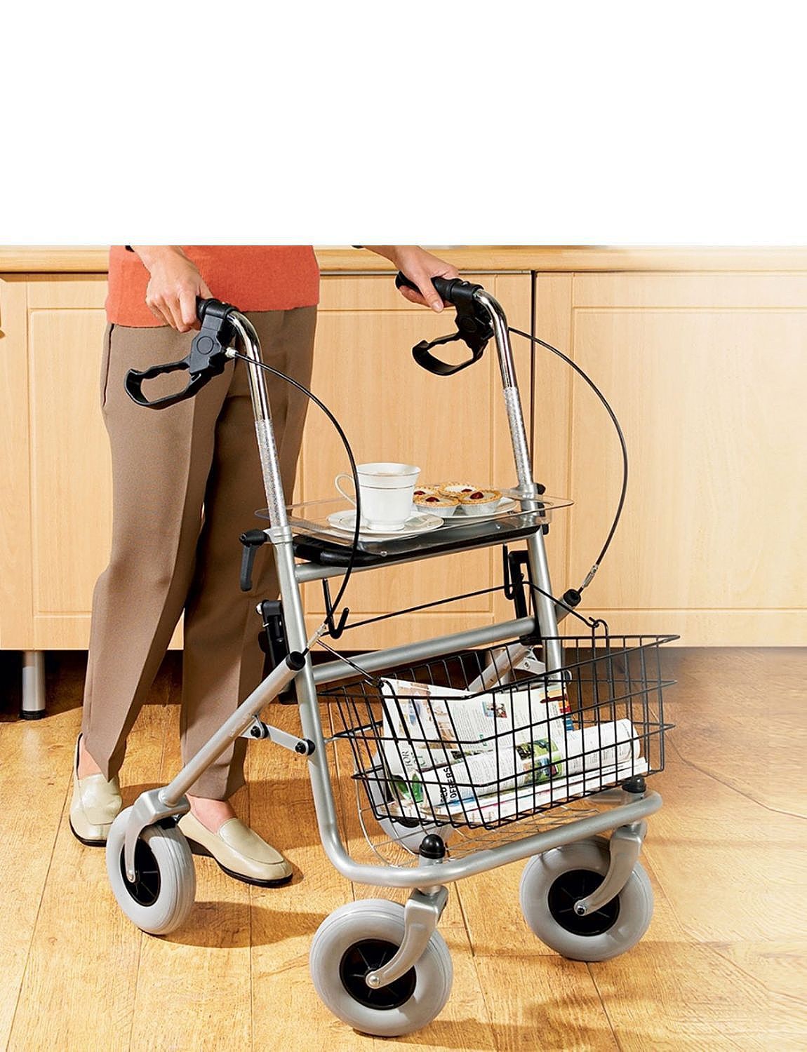 Four Wheel Indoor And Outdoor Rollator Mobility Sticks & Walkers Chums