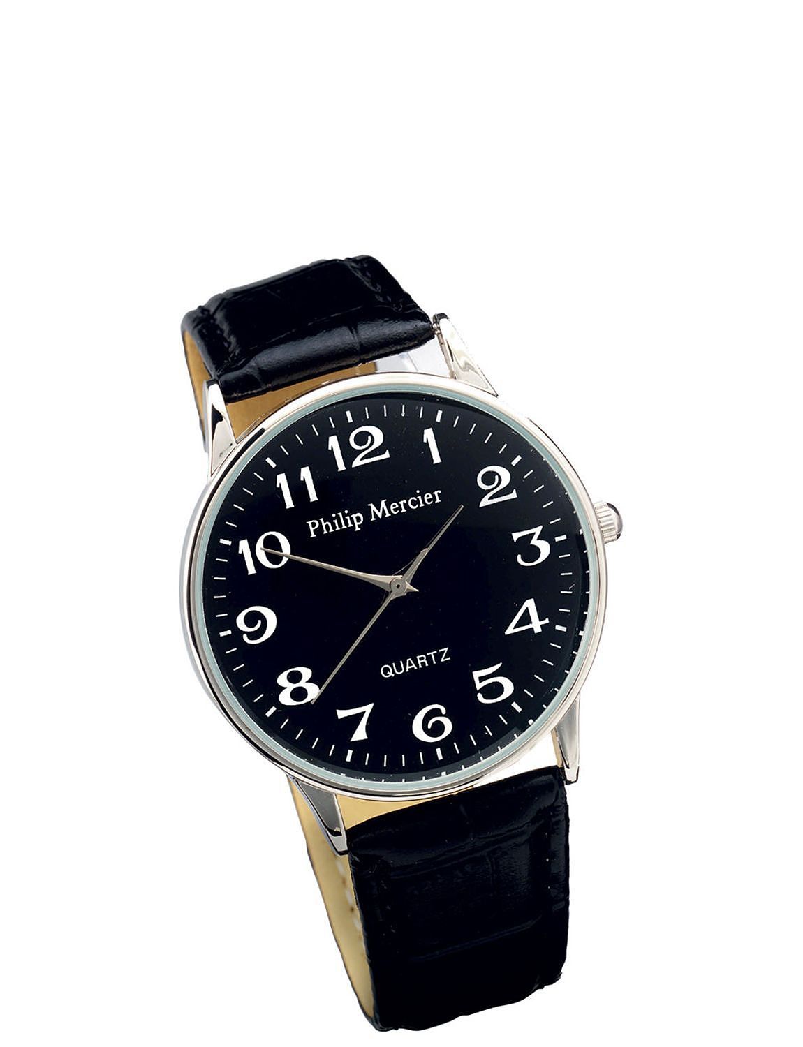 Men's Black Face/Silver Case Analogue Watch Lifestyle Jewellery
