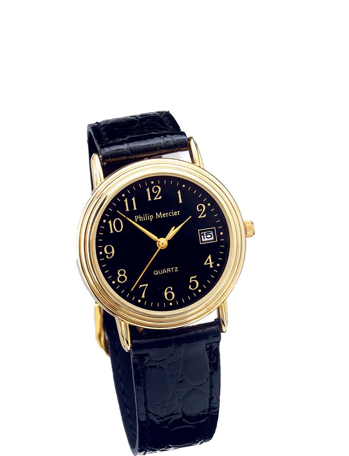 Ladies Black Face/Black Strap Analogue Watch With Date Lifestyle Jewellery & Watches Chums