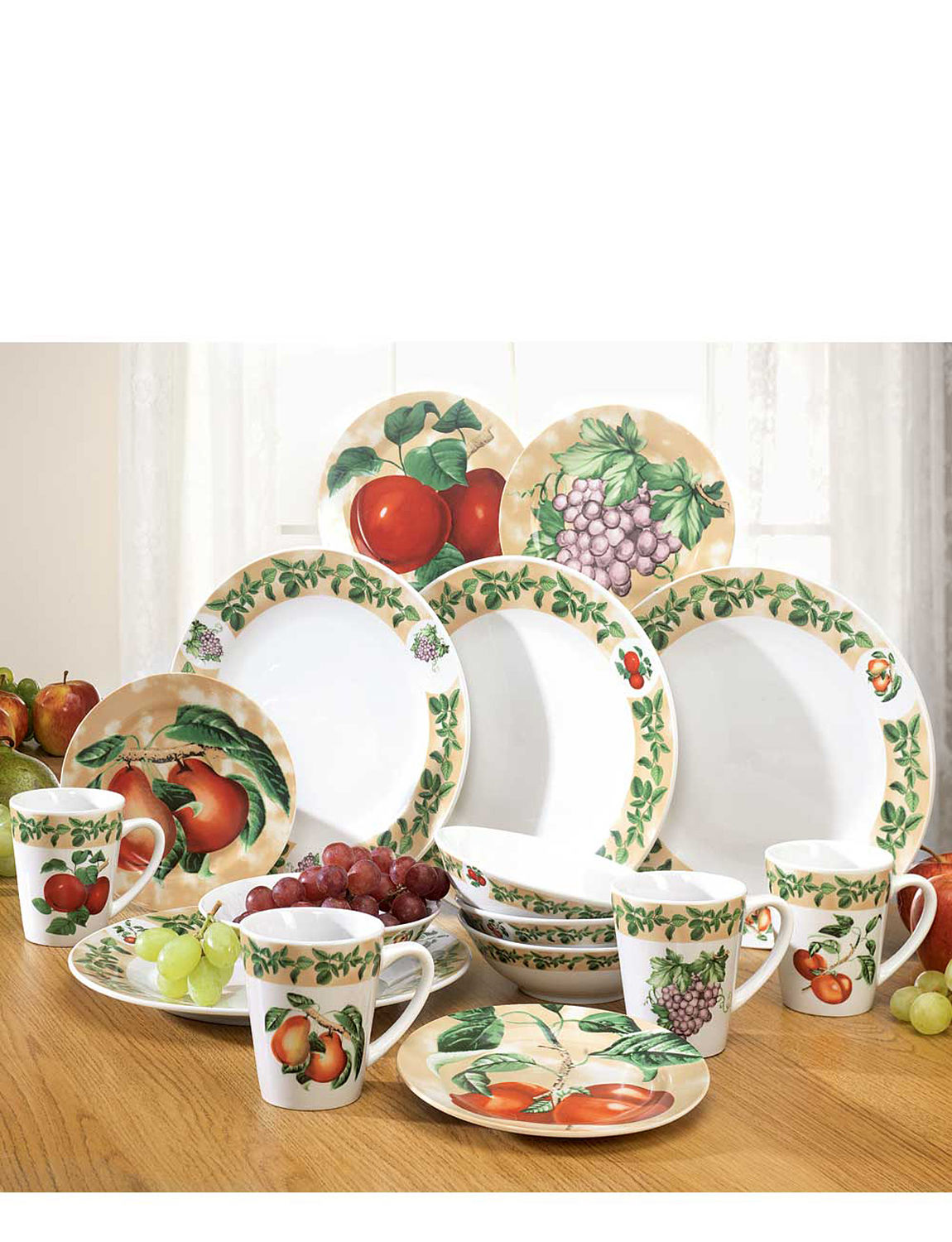 16 Piece Fruits Crockery Dinner Set Home Chums