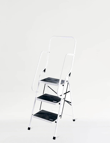 Three Step Ladder With Safety Rail