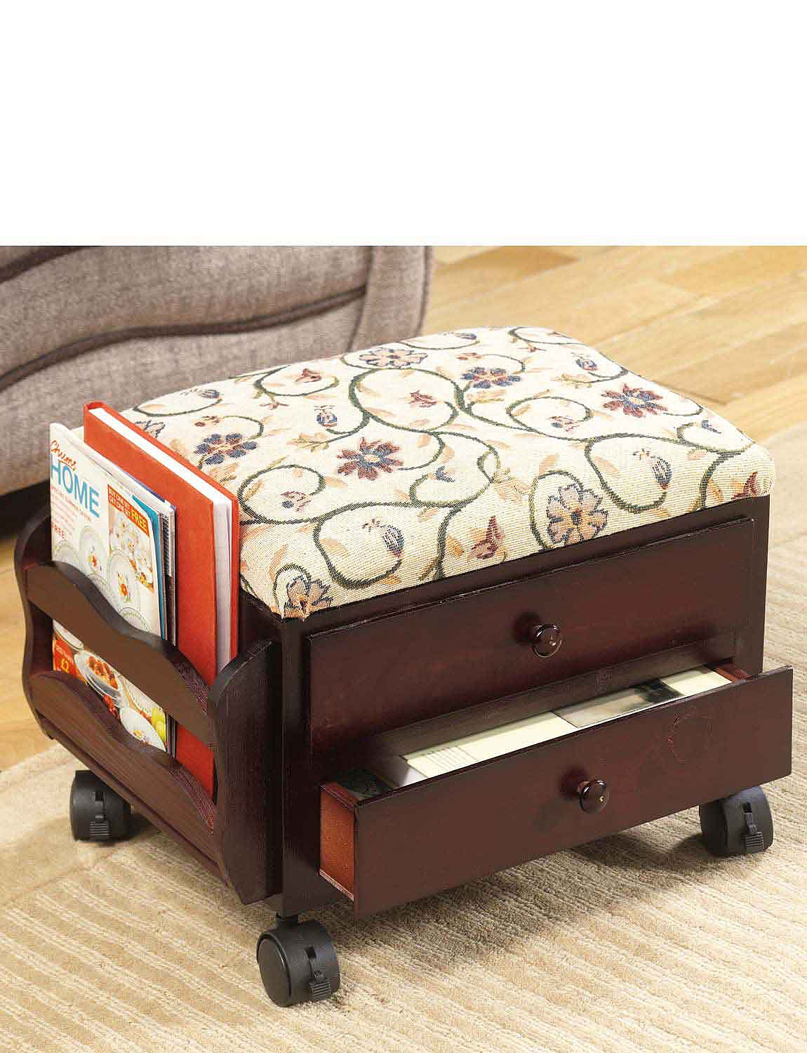 Two Drawer Real Wood Footstool Chums