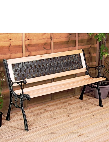 Pine and Wrought Iron Garden Bench