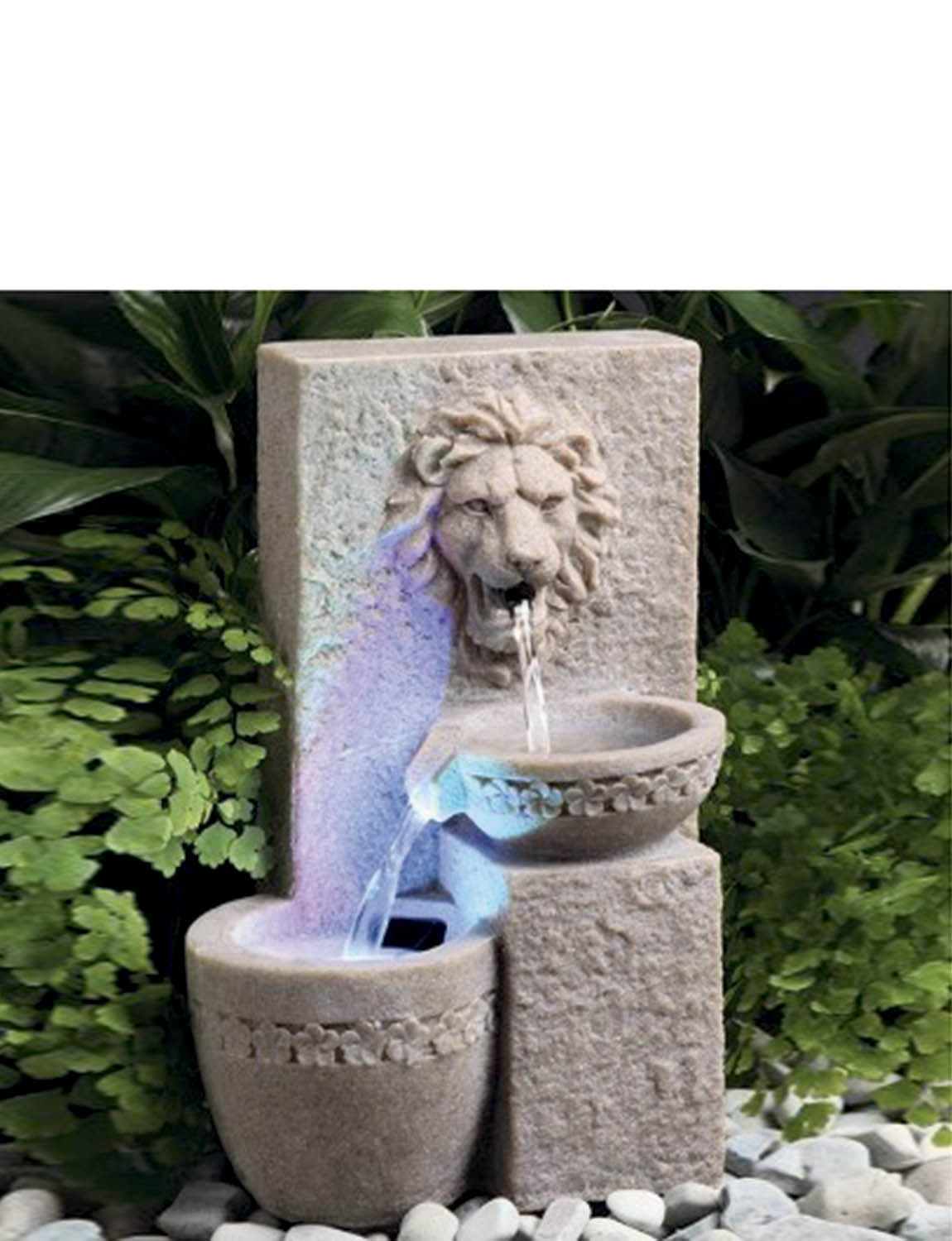 Solar Lion Head Water Fountain | Chums