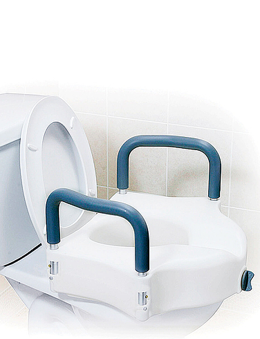 Elevated Toilet Seat with Armrests - White