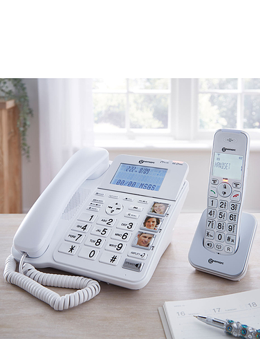 Big Button Corded And Cordless Phone With Answer Machine - White