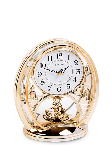 Rhythm Oval Mantel Clock - Gold