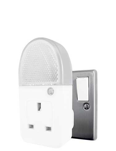 Low Consumption Night Light With Socket - White