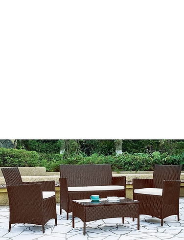 Four Piece Garden Rattan Chair and Table Set