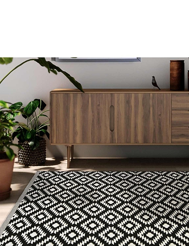 Indoor Outdoor Country Tile Flatweave Rug