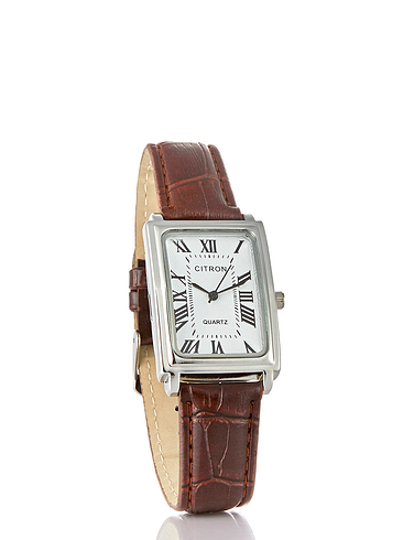 Mens Square Face Watch - Brown