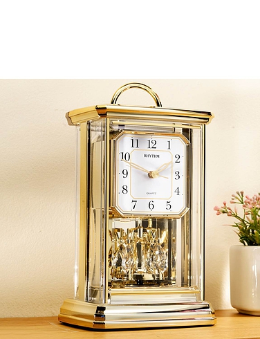 Gilt Jewelled Rotating Pendulum Clock