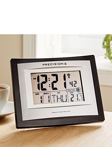 Precision Silver LCD Radio Controlled Clock