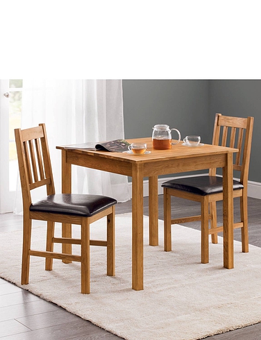 Solid Oak 2 Chair Dining Set