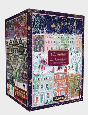 Gibsons Christmas in London 3 x 500pc Jigsaw Box Set