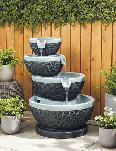 Solar Tiered Cascade Waterfall Water Feature