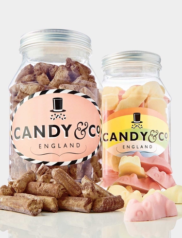 Pink and White Chocolate Mice and Chocolate Nibbles Sweet Jars