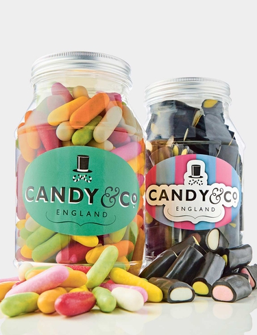 Liquorice Torpedoes and Soft Liquorice Cream Rock Sweet Jars