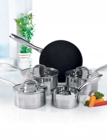 Salter 5pc Stainless Steel Pan set