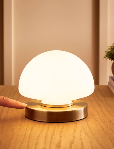 Touch Activated Dome Lamp with Antique Brass Finish