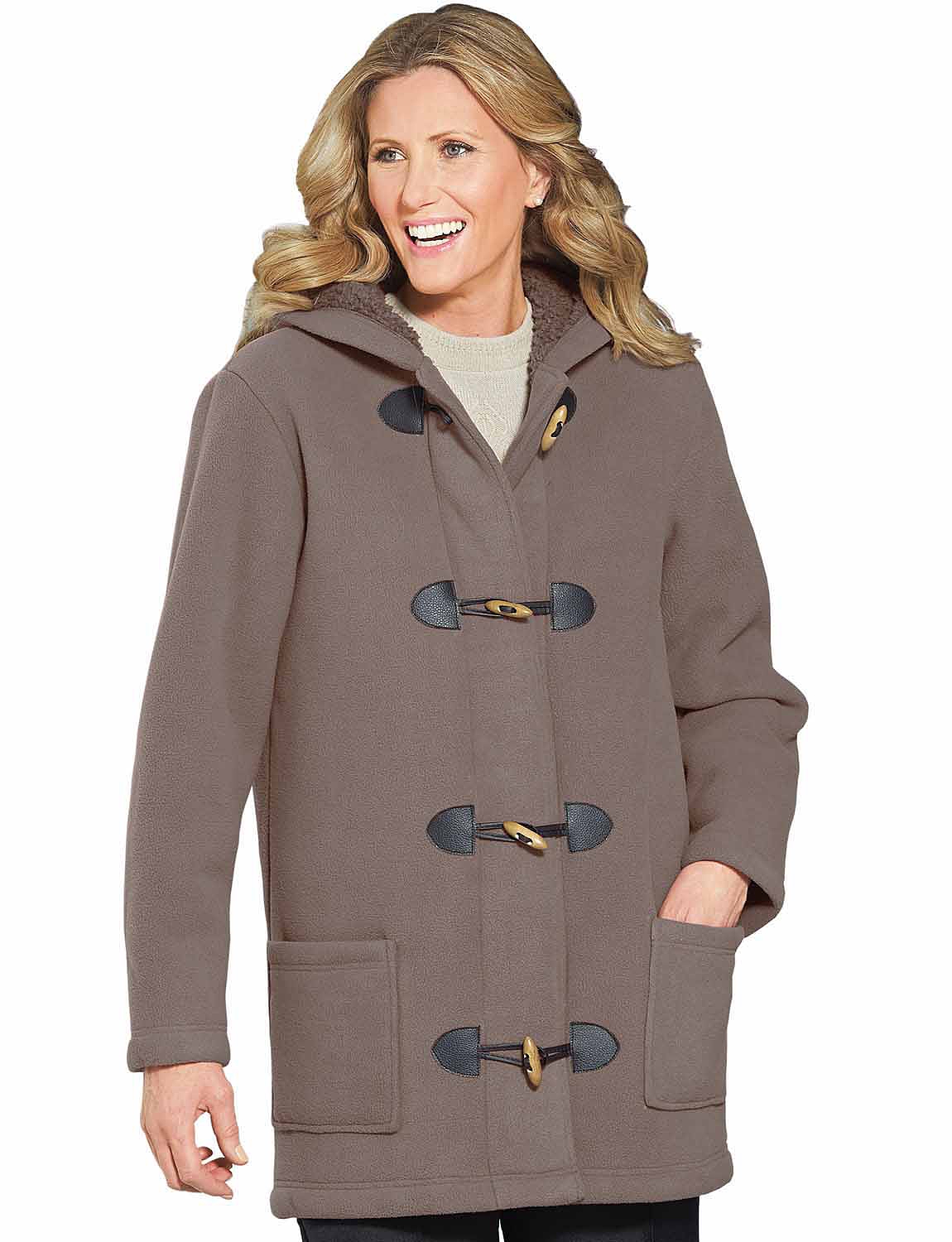 SHERPA FLEECE DUFFLE COAT - Ladieswear Coats & Jackets