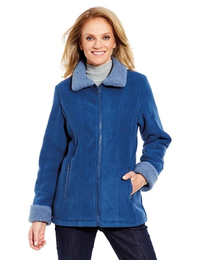 Ladies Borg Trim Fleece Zip Jacket