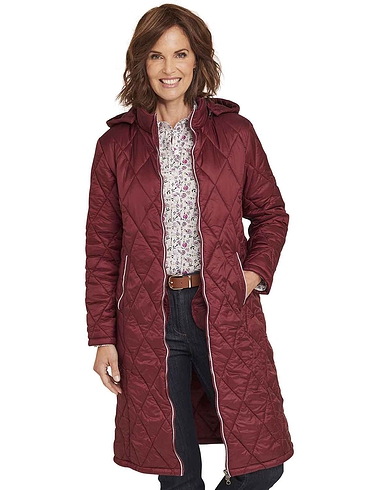 Diamond Quilt 42 Inch Detachable Hood Jacket