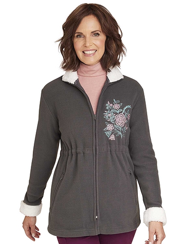 Embroidered Polar Fleece Zip Jacket