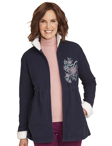 Embroidered Polar Fleece Zip Jacket