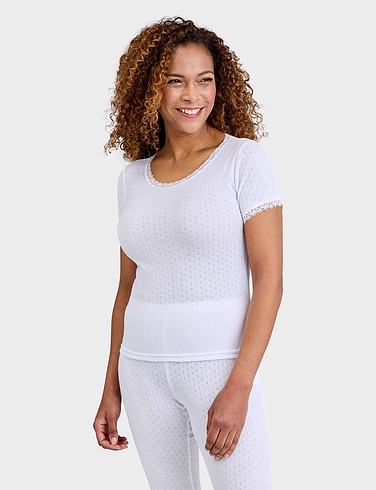 Pointelle Thermal Short Sleeve Vest