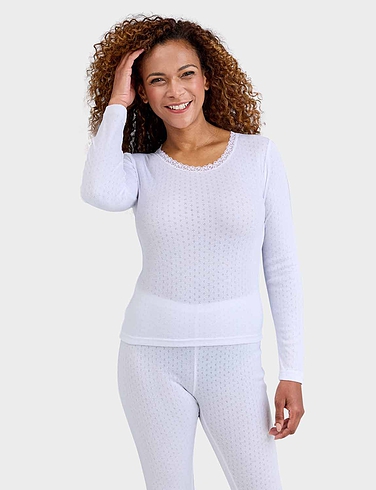Pointelle Thermal Long Sleeve Vest