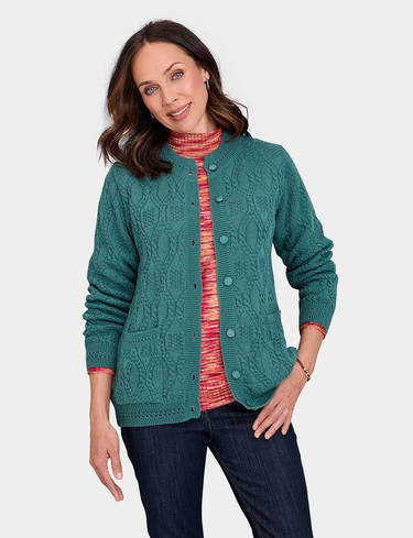 Cable and Diamond Design Cardigan at Chums