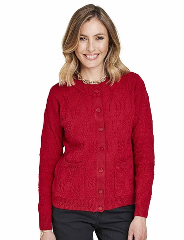 ladies long red cardigan