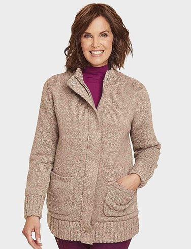 Fleece Lined Zip Cardigan