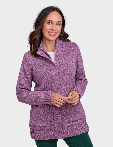 Fleece Lined Zip Cardigan at Chums