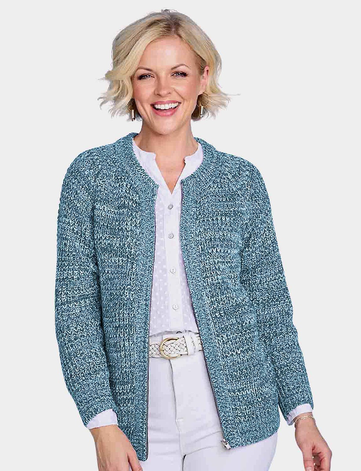 ladies zip front cardigan
