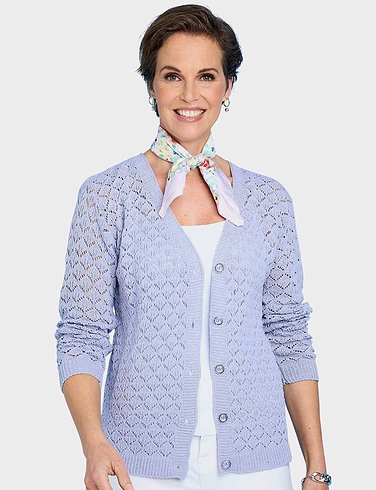 Pointelle Ladies Knit Cardigan