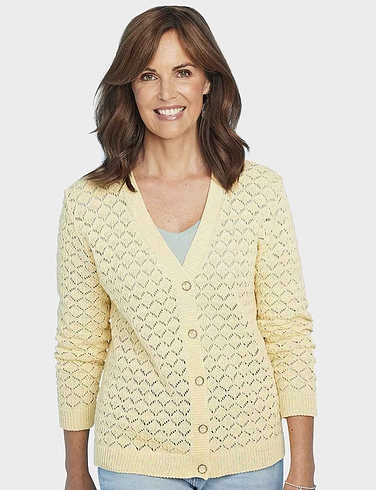 Pointelle Ladies Knit Cardigan