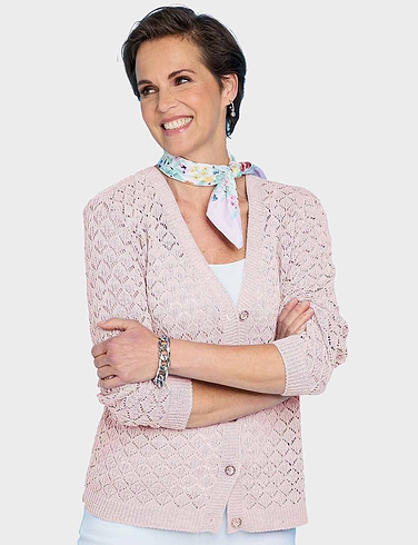 Pointelle Ladies Knit Cardigan