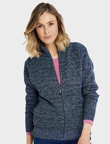 Knitted Fleece Lined Zip Cardigan