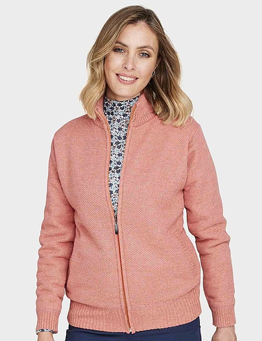 Knitted Fleece Lined Zip Cardigan