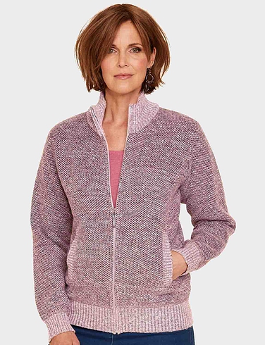 Knitted Fleece Lined Zip Cardigan