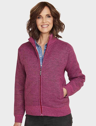 Knitted Fleece Lined Zip Cardigan