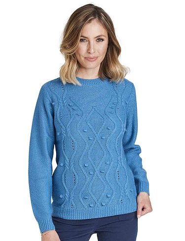Knitted Cable and Bobble Jumper