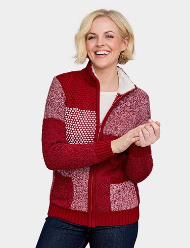 Patchwork Fleece Trim Cardigan from Chums