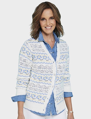 Jacquard Tipped Edge Cardigan