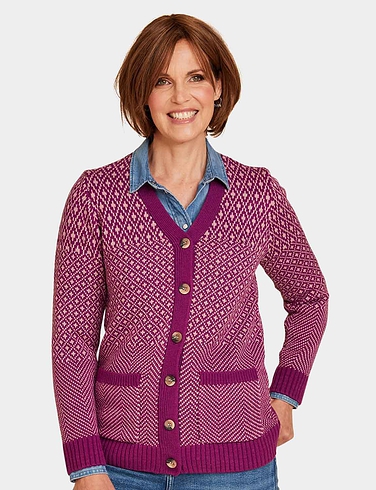 Jacquard Button Cardigan