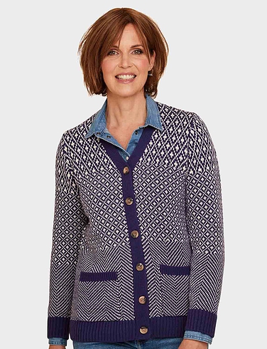 Jacquard Button Cardigan